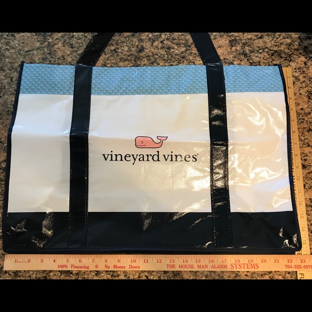Vineyard Vines vinyl shopping tote. Size as shown